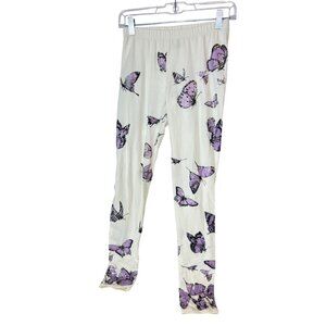 Carousel Jak Nashville Cream Leggings Purple Butterfly Print S Made in USA
